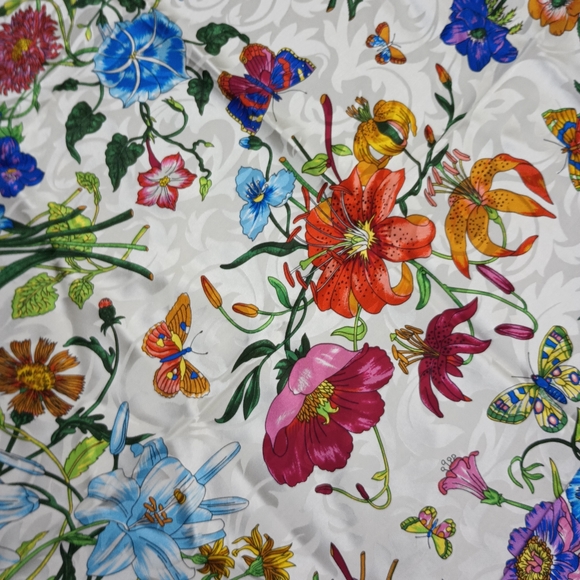 Seta Silk Floral Scarf (Blue/Multi) E-5 - Picture 4 of 7